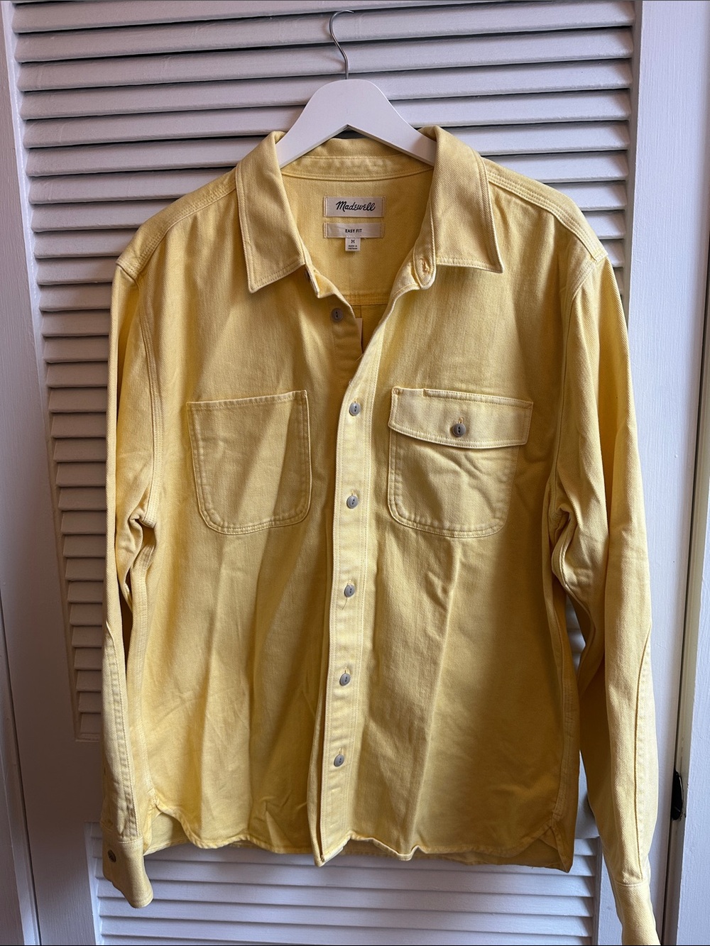 Madewell Men's Pale Yellow Denim Button-Front Workshirt Jacket
